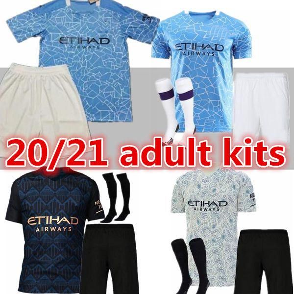 

new 20 21 sterling de bruyne kun aguero manchester soccer jersey city 2020 2021 sane jesus football shirt kit sets uniform, Black;yellow