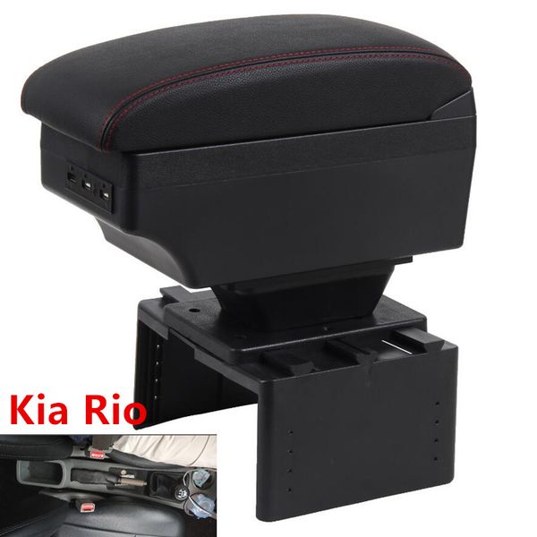 

for kia rio armrest box usb charging heighten double layer