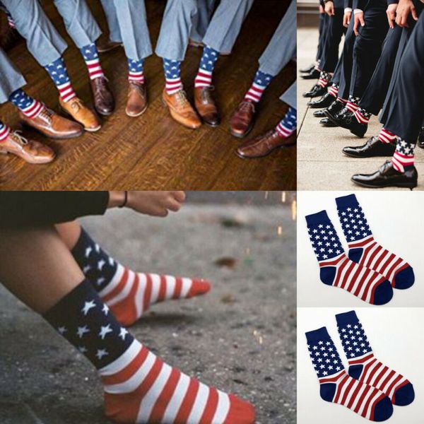 

мода американский флаг мужской хлопок starsstripes сша носок старая слава повседневная, Black