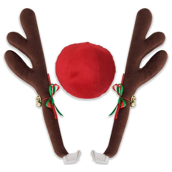 

car reindeer antlers & nose - window roof-& grille rudolph reindeer jingle bell christmas costume auto accessories