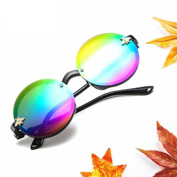 

children fashion sunglasses cartoon bee sun glasses baby cute glasses round frame gradient lenses eyewear for boys girls, White;black