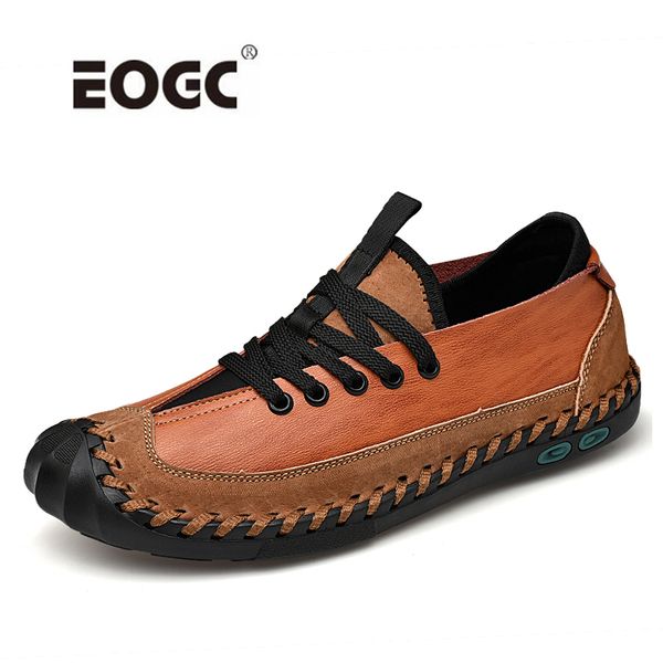 

new arrival men shoes plus size casual shoes split leather lace up loafers moccasins breathable men, Black