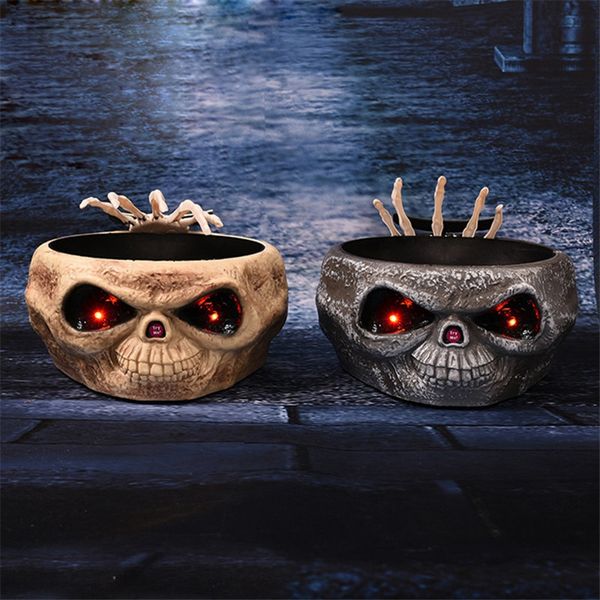 

halloween electric toy candy bowl with jump skull hand scary eyes party creepy decoration haunted skull bowl ktv bar horror prop