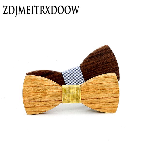 

children bow tie baby boy kid clothing accessories solid color geometric shirt neck tie bowknot wooden bow, Black;gray