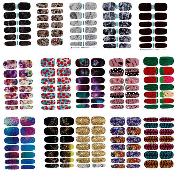 

15 style major design nail art foil stickers manicure decorations nail stickers water transfer gradient marble diy tip c610, Black