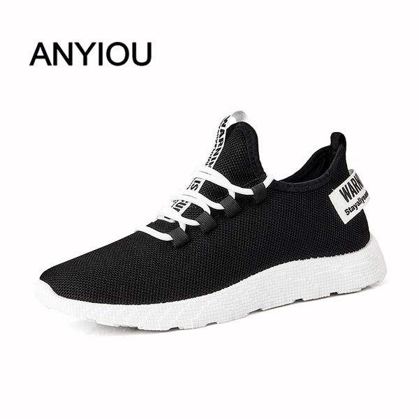

anyiou male breathable gym shoes style men's shoes casual light men's male size 39-44, Black