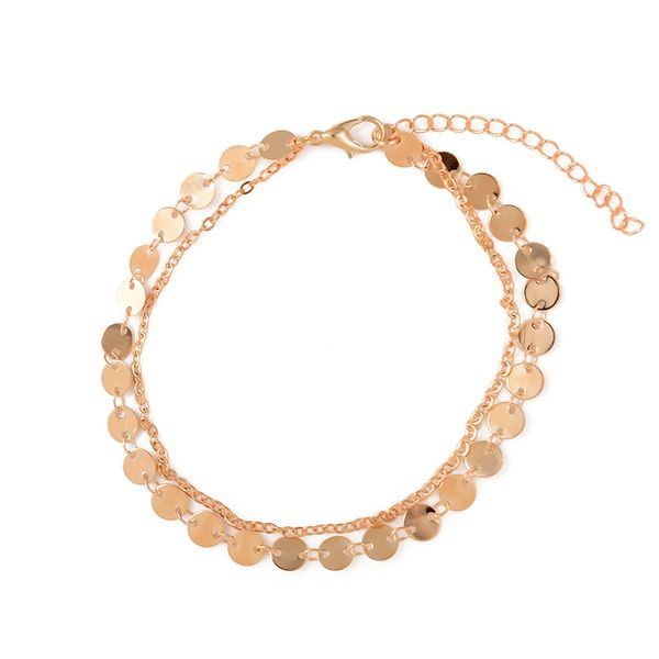 

fashion multilayer gold silver chain anklets for women summer beach handmade sequins footchain anklet bracelet femme, Red;blue