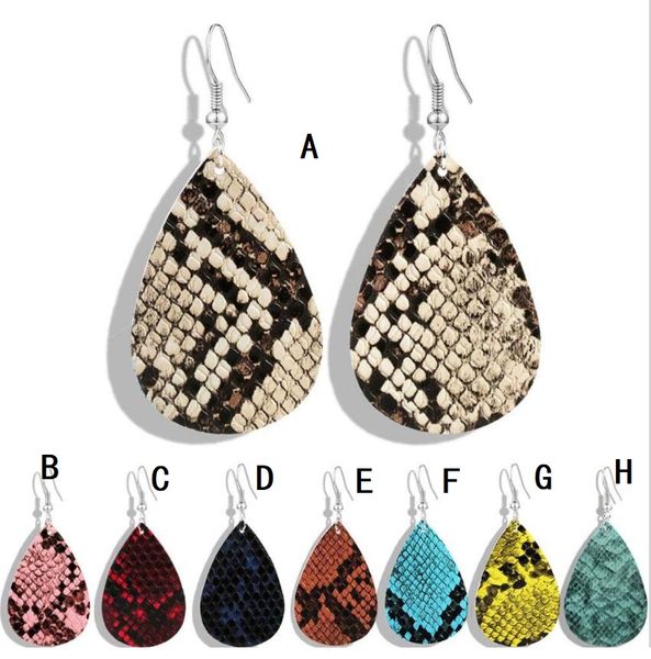 

snakeskin pu leather charms earrings fashion tear waterdrop dangle earings for women jewery, Golden