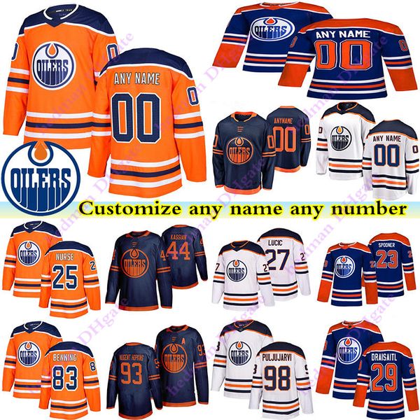 

edmonton oilers jerseys 97 connor mcdavid 74 ethan bear 25 nurse 44 kassian 83 benning customize any number any name hockey jersey, Black;red
