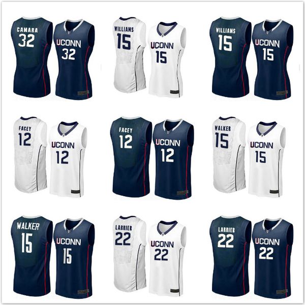 

uconn huskies custom any name number stitched white navy blue gray #4 jalen adams 15 sidney wilson ncaa college basketball jersey, Black