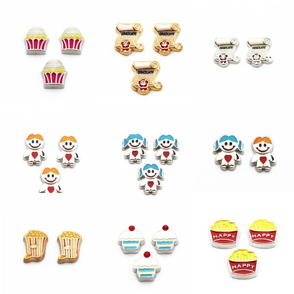 

new arrival 10pcs/lot cake chips floating charms living glass floating memory locket charms jewelry, Bronze;silver