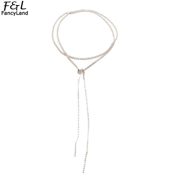 

women fashion rhinestone geometric layered choker necklace 150cm/59.1inch box chain casual party jewelry accessaries, Golden;silver