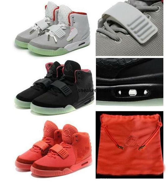 

kanye west 2 red nrg red pink basketball shoes men sneakers ii glow dark, Black