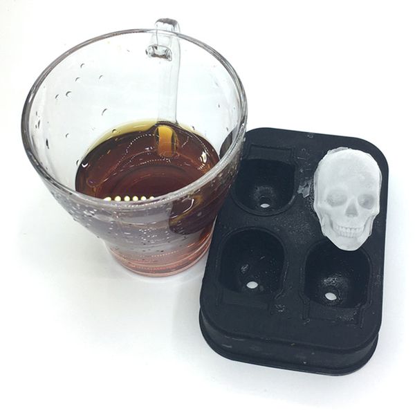 

продажа 1шт горячий большой кубик льда лоток пудинг плесень 3d череп силикон 4-полость diy льдогенератор бытового использования