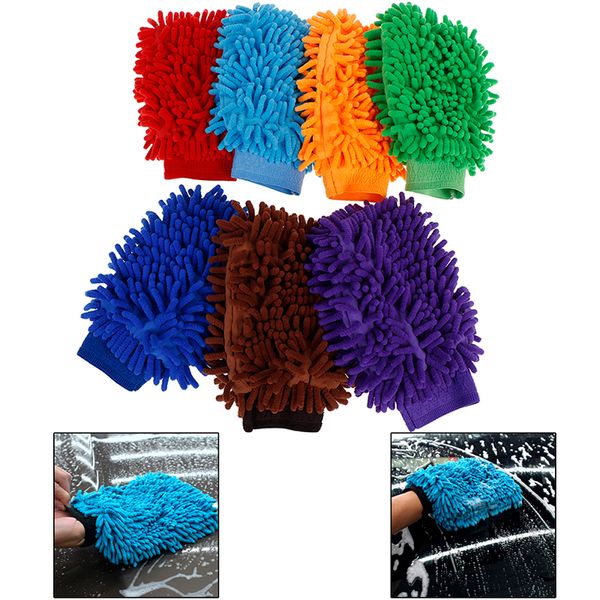 

23*14cm 1pc microfiber car wash miultrafine fiber chenille wash glove no scratch for car and cleaning soft mesh backing