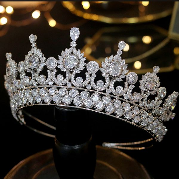 

new silver wedding hair accessories luxury bridal headband headband 3a crown cubic zirconia wedding accessories bridal party jewelry