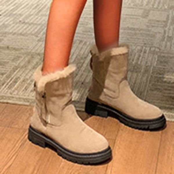 

zapatos de mujer shoes woman new fashion boots women's fretwork heels flock warm zipper padent platform soft lining ankle boots, Black