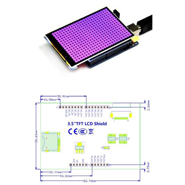 

2pcs 3.5 inch 320 x 480 resolution tft lcd shield expansion board for arduino uno mega2560