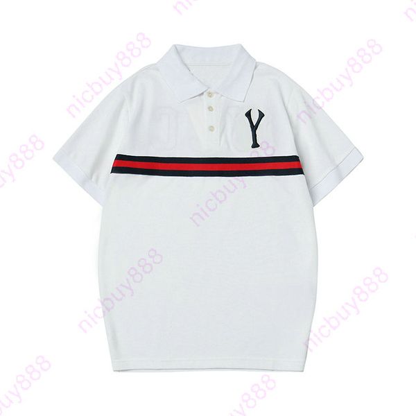 

designer luxury clothing men polo classic italy embroidery striped patchwork color t-shirt casual turn-down collar tee t shirt tshirt, White;black