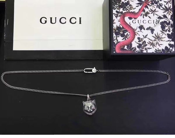 

925 sterling silver necklace tiger head hip hop necklace personality long necklace fashion jewelry christmas gift