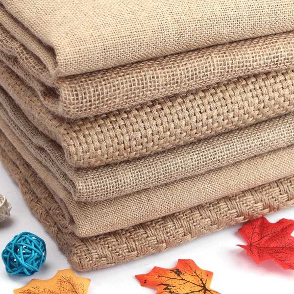 

50x150cm natural burlap fabric for placemats bags tablecloth background decoration mesh linen textile cloth costura stof, Black;white
