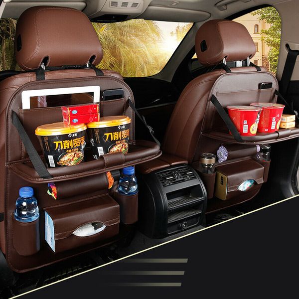 

new car pu leather back seat organizer storage bag foldable tidy tray holder automobiles interior stowing tidying accessories