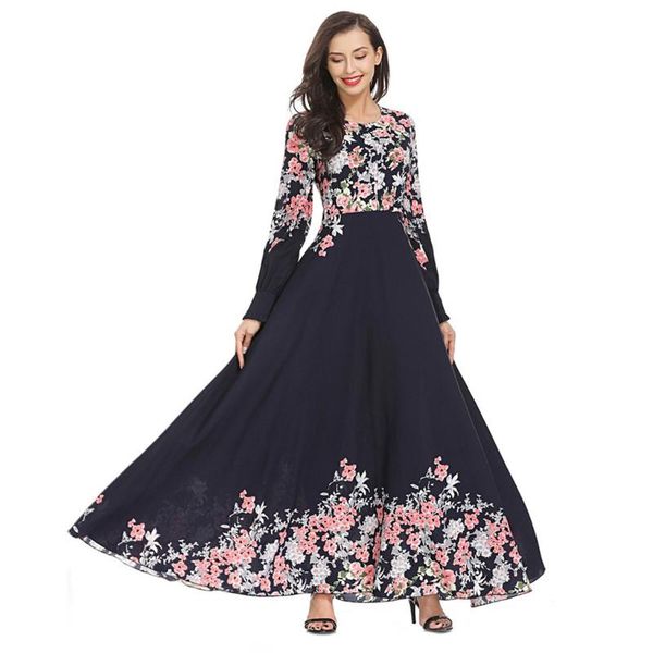 

chamsgend muslim womens dress elegant arab lady summer fashion loose robes long sleeve plus size girls party home dresses l0411, Red