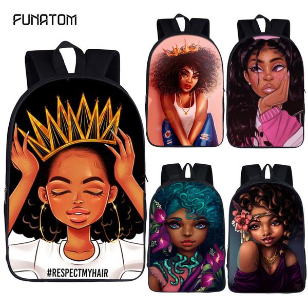 

afro lady girl backpack africa beauty princess girls children school bags for teenager brown girl school backpack women book bag