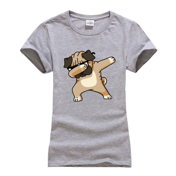 

cotton t shirts harajuku tee shirt femme cute dabbing pug t-shirt women short sleeve o-neck 2019 summer hip hop camisetas, White