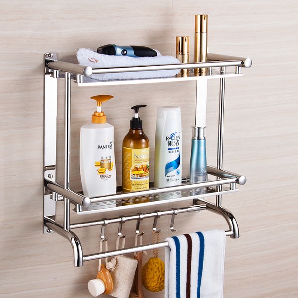 

304 stainless steel bathroom towel rack bathroom shelf bathroom toilet three-layer-shelf 2-layer wall-mounted