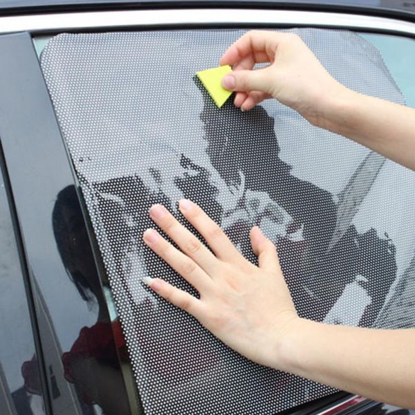 

2pcs 42x38cm diy car sun shades film sun protection window cover black pvc sunshade side window shield with small holes