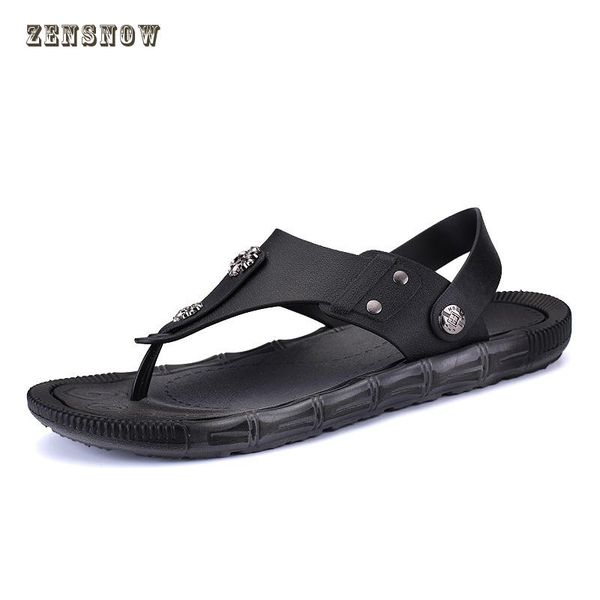 

driving sandals men 2018 new summer breathable character slippers antiskid light wear-resistant casual leather sandals size39-45, Black