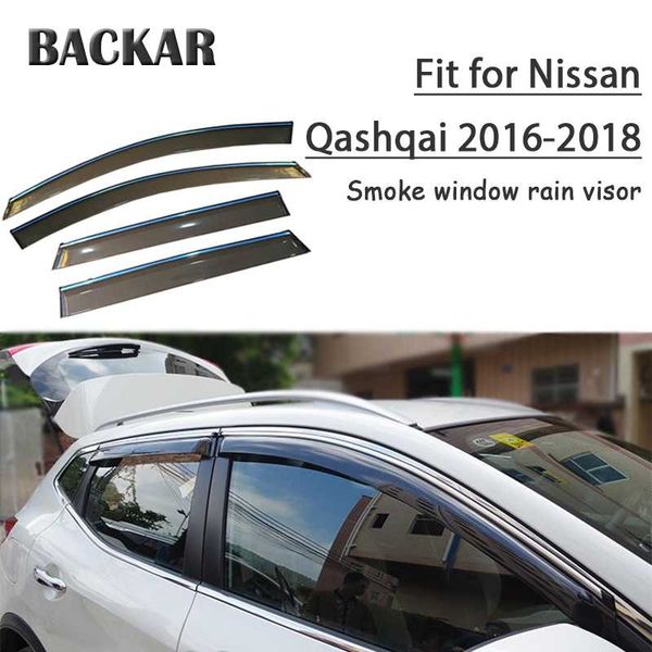 

backar 4pcs auto car windows rain wind sun shield deflector visor trim for nissan qashqai 2016 2017 2018 accessories all weather