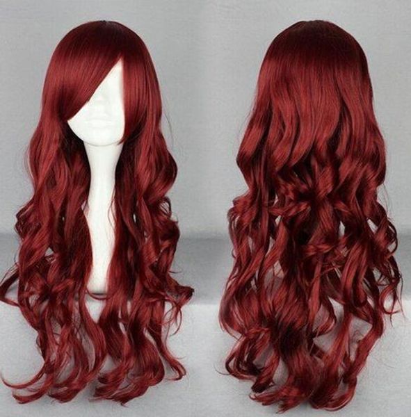 SPEDIZIONE GRATUITA +++ F Donne Anime Capelli lunghi ricci rossi Harajuku Lolita Cosplay Fancy Party Wig