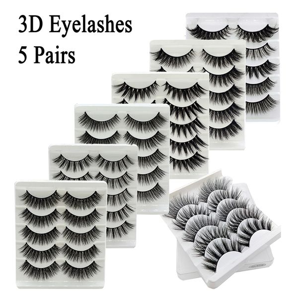

5pairs 3d mink eyelashes false lashes natural handmade volume soft eye lashe fake eyelash extension makeup make up tools