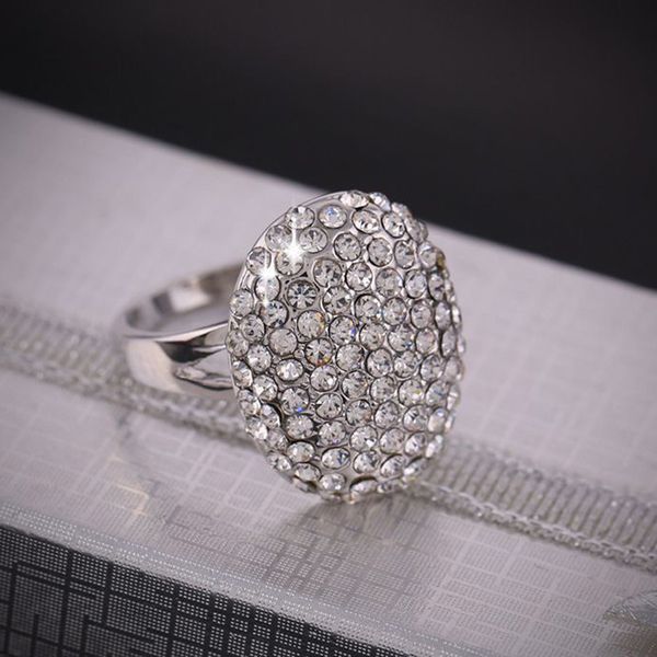 

high-quality lunar eclipse / be engaged crystal ring full drill flash diamond ring finger white ring decorate, Silver