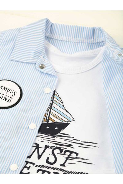 

blue navy blue summer male baby pcs set suit, White