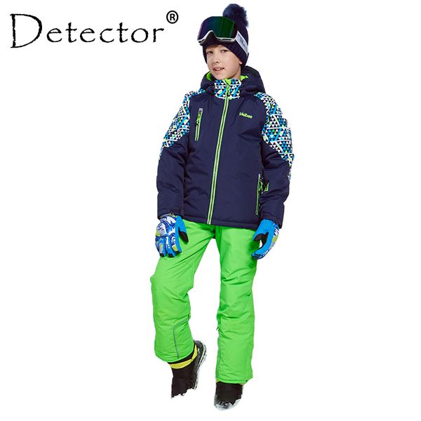 

detector winter ski suit thicken boys clothing outdoor set snowboard jacket pants winter twinset suitable -20-30 degree