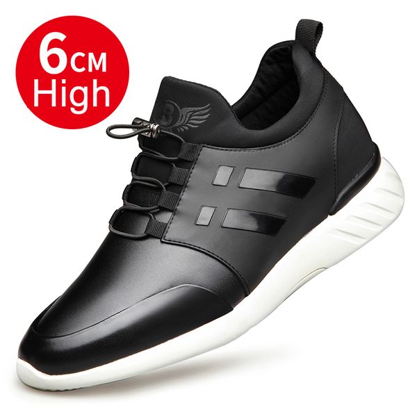 

2019 men's shoes quality cow leather shoes brand 6cm increasing british spring black man casual height increasing