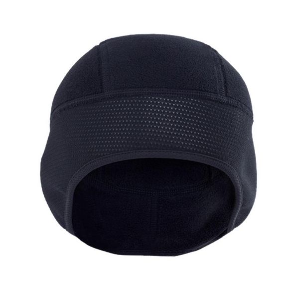 

winter bike helmet cap motorcycle windproof cap outdoor riding ski cold warm fleece hood cap, Black