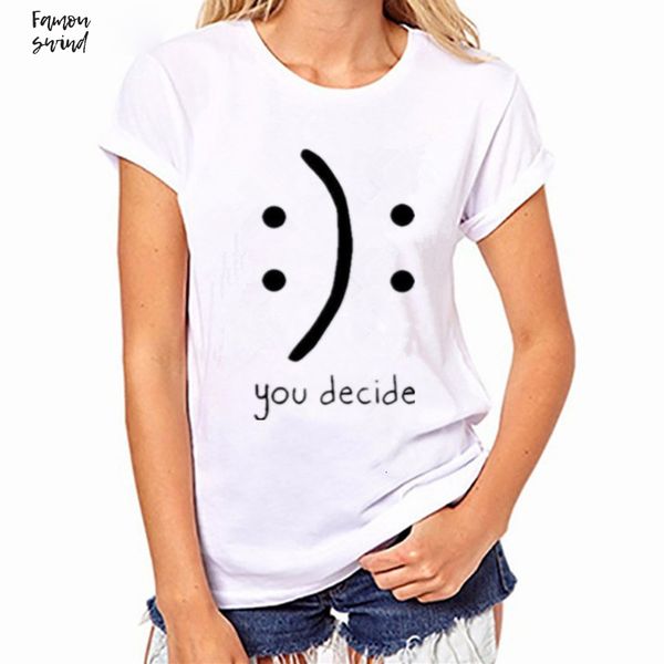 

вы решают печати футболка женская t graphic tees симпатичные смешные рубашки вскользь с коротким рукавом хлопок t летние топы, White