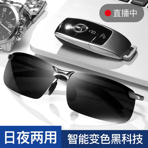 

day and night discoloration sun glasses mens driver polarized driving sunglasses night vision driving glasses for fishing, White;black