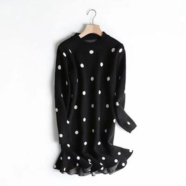 

women's spring autumn pure color dot print sweater female loose pullover long sleeve blouse tb3637, White;black