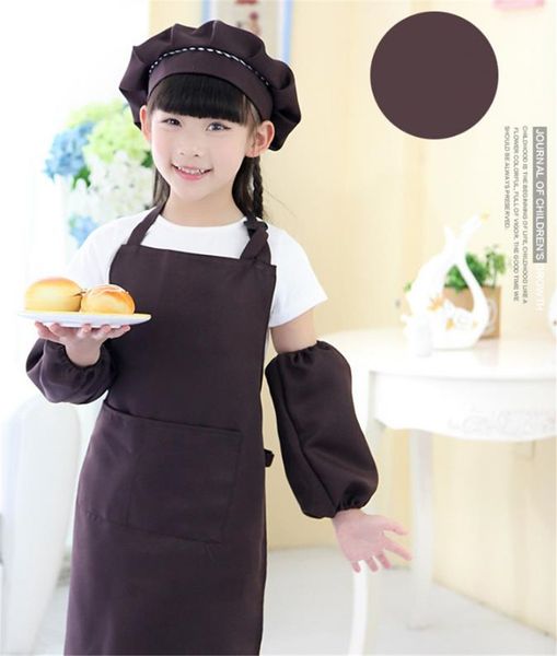 2019 Kids Aprons Hat Sleeve Set Cooking Baking Waist Kitchen Apron