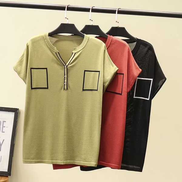 

plus size t-shirt tshirt 2020 new fashion brand oversized teeshirt women casual short solid v-neck regular polyester broadcloth, White