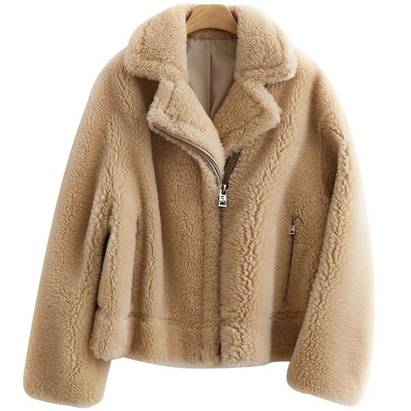 

100% wool jacket real fur coat streetwear autumn winter coat women clothes 2020 korean vintage women abrigo mujer zt3151, Black