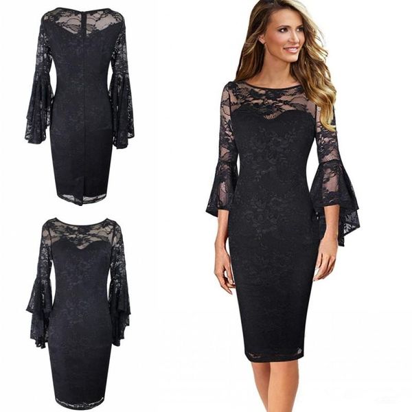

black lace mother of the bride dresses long sleeves knee length wedding bride guest dress xmas prom dresses, Black;red