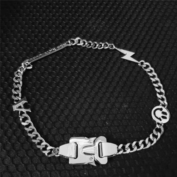 

alyx hero chain necklace men women hip hop metal alyx hero chain smiley pearl accessories titanium japanese fashion 1017, Silver