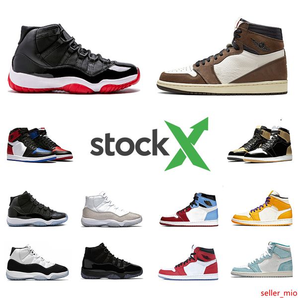 

stock x 1 travis scotts 11s bred 11 mens basketball shoes concord 45 spiderman cactus jack fearless 1s men women sports designers sneakers