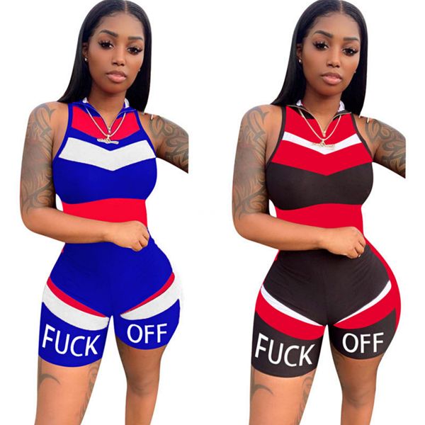 

new jumpsuits printed rompers womens sleeveless boho summer fitness beach plus size playsuits feminino casual shorts #98184, Black;white